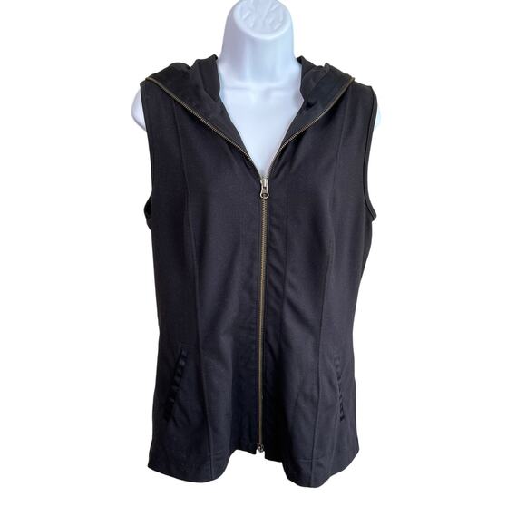 CAbi Zipper Hooded Seamed‎ Vest Black Size Medium Goth Witchy Steampunk Cyber - Picture 1 of 7